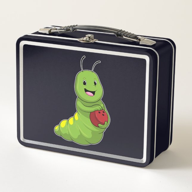 Caterpillar at Bowling with Bowling ball Metal Lunch Box (Front)
