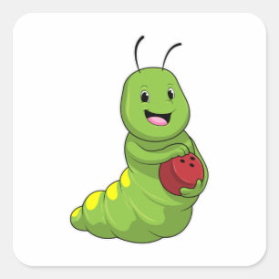 Caterpillar at Bowling with Bowling ball Square Sticker