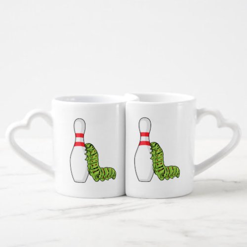 Caterpillar at Bowling with Bowling pin Coffee Mug Set