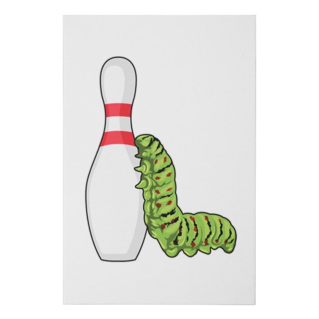Caterpillar at Bowling with Bowling pin Faux Canvas Print (Front)