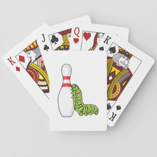 Caterpillar at Bowling with Bowling pin Poker Cards