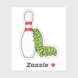 Caterpillar at Bowling with Bowling pin Sticker