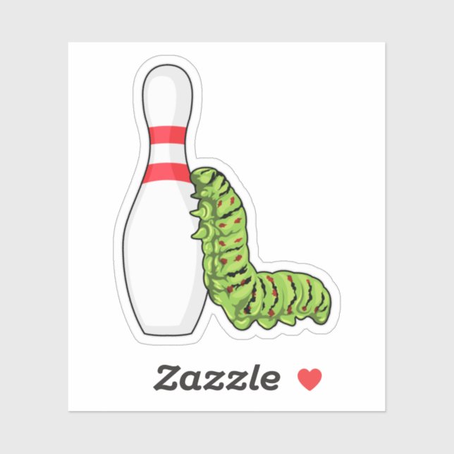 Caterpillar at Bowling with Bowling pin Sticker (Sheet)