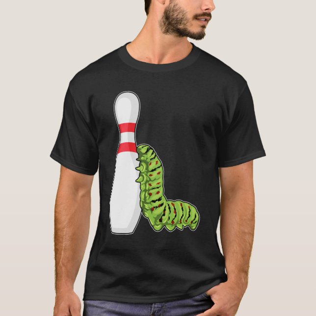 Caterpillar at Bowling with Bowling pin T-Shirt (Front)