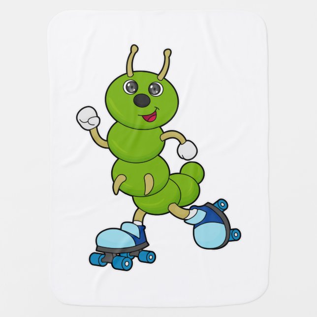 Caterpillar at Inline skating with Roller skates Baby Blanket (Front)