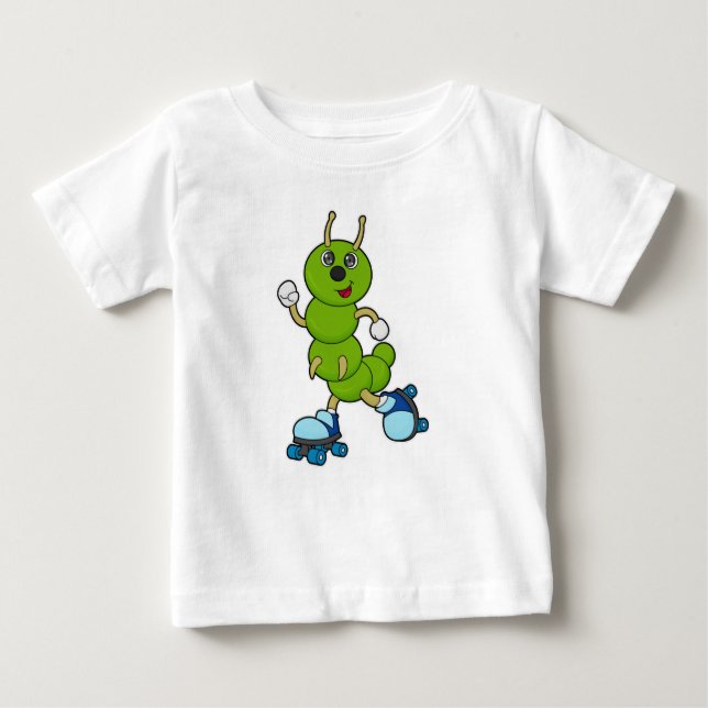 Caterpillar at Inline skating with Roller skates Baby T-Shirt (Front)