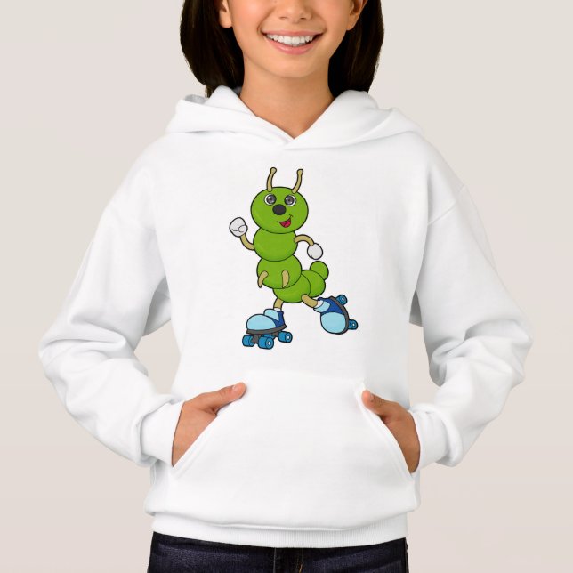 Caterpillar at Inline skating with Roller skates Hoodie (Front)