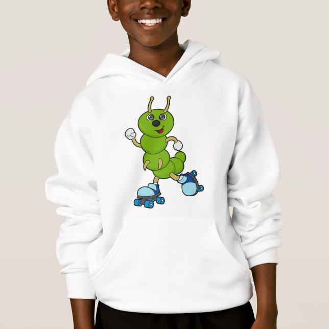 Caterpillar at Inline skating with Roller skates Hoodie (Front)