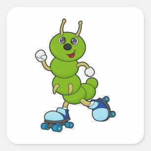 Caterpillar at Inline skating with Roller skates Square Sticker
