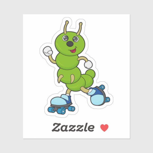 Caterpillar at Inline skating with Roller skates Sticker (Sheet)