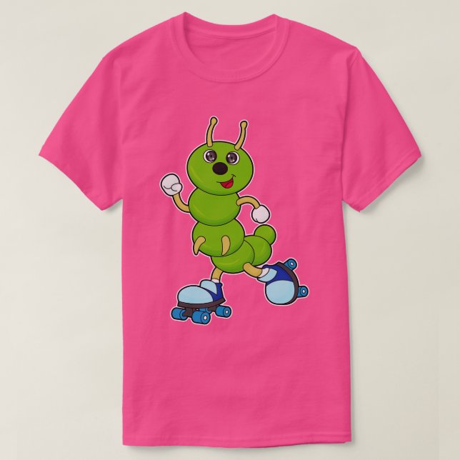 Caterpillar at Inline skating with Roller skates T-Shirt (Design Front)