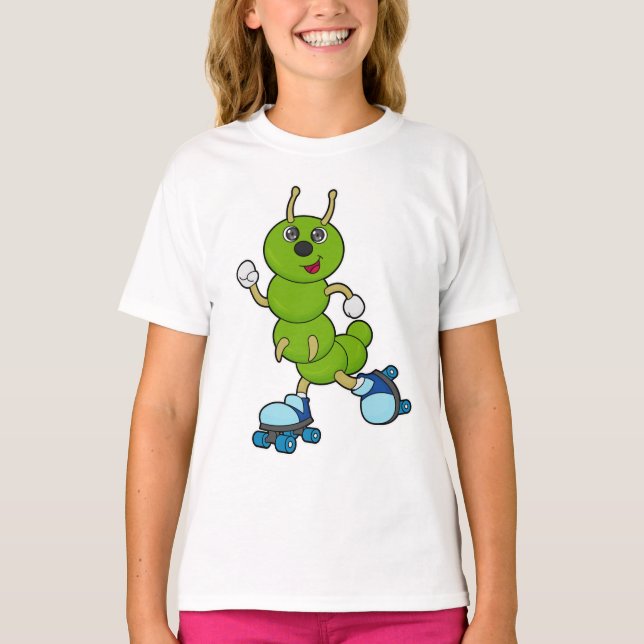 Caterpillar at Inline skating with Roller skates T-Shirt (Front)