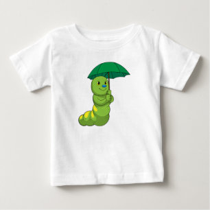 Caterpillar at Raining with Umbrella Baby T-Shirt