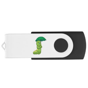 Caterpillar at Raining with Umbrella Flash Drive