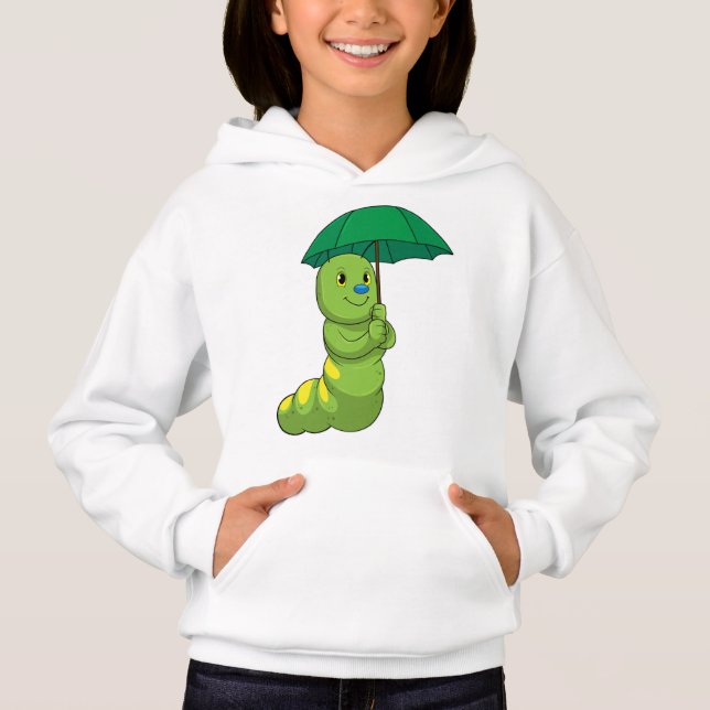 Caterpillar at Raining with Umbrella Hoodie (Front)