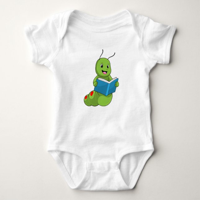 Caterpillar at Reading with Book Baby Bodysuit (Front)
