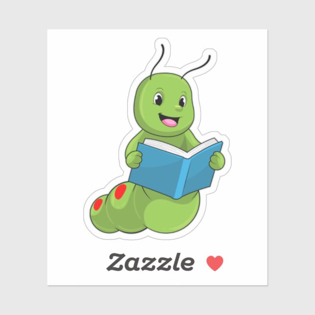 Caterpillar at Reading with Book Sticker (Sheet)