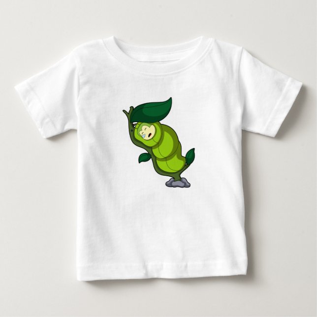 Caterpillar at Sleeping with Leaf Baby T-Shirt (Front)