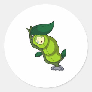 Caterpillar at Sleeping with Leaf Classic Round Sticker