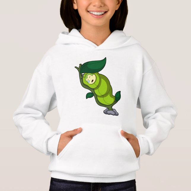 Caterpillar at Sleeping with Leaf Hoodie (Front)