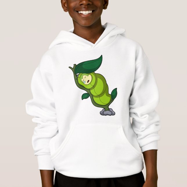 Caterpillar at Sleeping with Leaf Hoodie (Front)