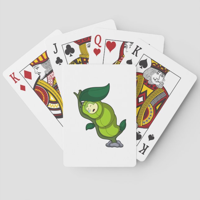Caterpillar at Sleeping with Leaf Poker Cards (Back)