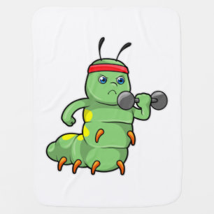 Caterpillar at Strength training with Dumbbell Baby Blanket