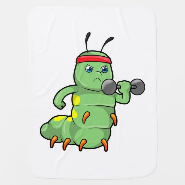 Caterpillar at Strength training with Dumbbell Baby Blanket (Front)
