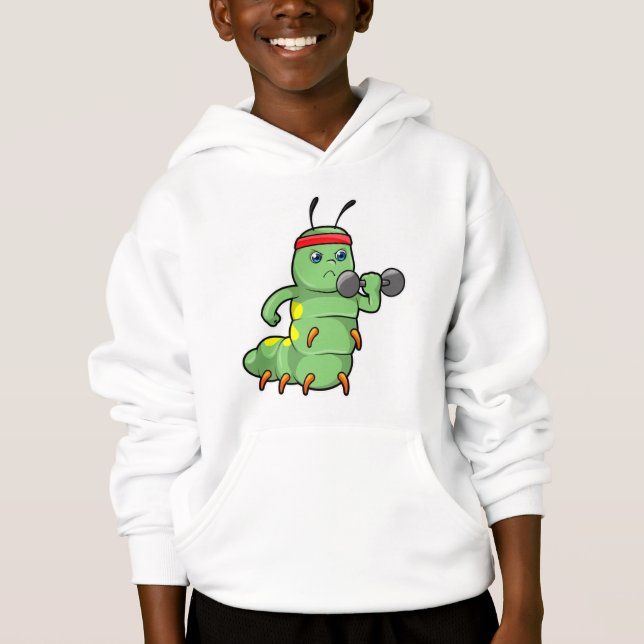 Caterpillar at Strength training with Dumbbell Hoodie (Front)