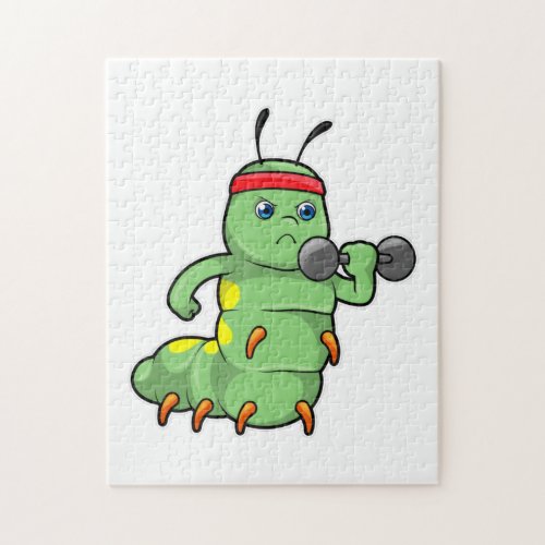 Caterpillar at Strength training with Dumbbell Jigsaw Puzzle