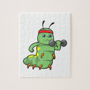 Caterpillar at Strength training with Dumbbell Jigsaw Puzzle