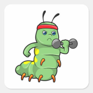 Caterpillar at Strength training with Dumbbell Square Sticker