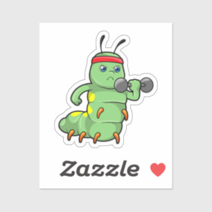 Caterpillar at Strength training with Dumbbell Sticker