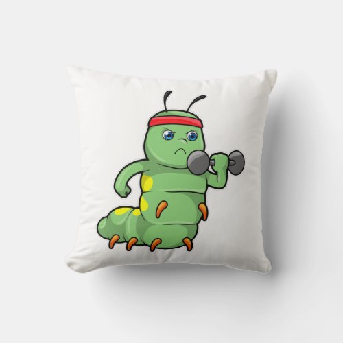 Caterpillar at Strength training with Dumbbell Throw Pillow