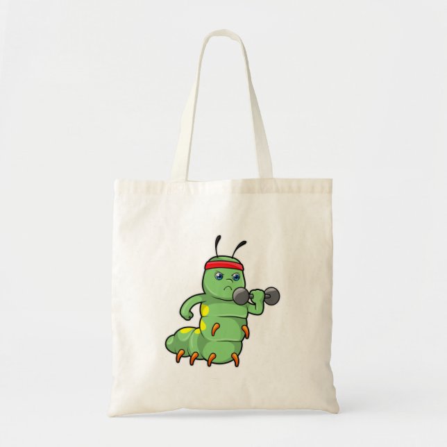 Caterpillar at Strength training with Dumbbell Tote Bag (Front)