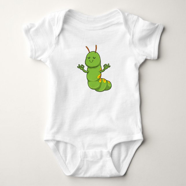 Caterpillar at Yoga Meditation Baby Bodysuit (Front)