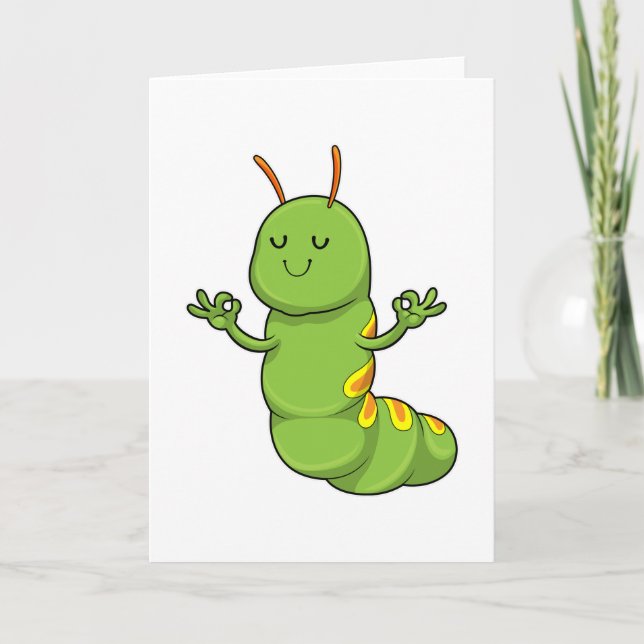 Caterpillar at Yoga Meditation Card (Front)