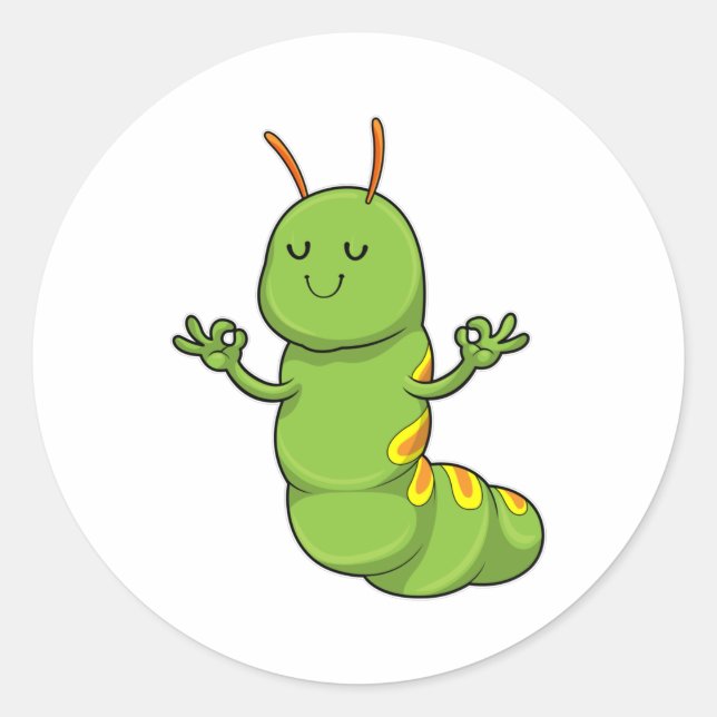 Caterpillar at Yoga Meditation Classic Round Sticker (Front)