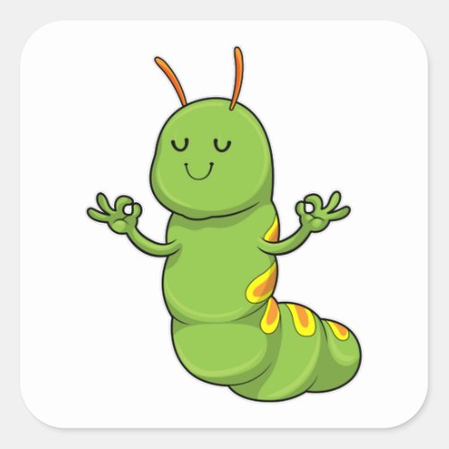 Caterpillar at Yoga Meditation Square Sticker