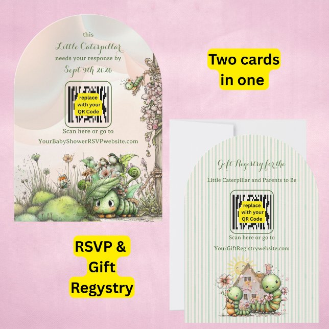 Caterpillar Baby Shower QR Code RSVP/Gift Registry Invitation (Creator Uploaded)