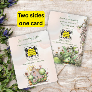 Caterpillar Baby Shower QR Code RSVP/Gift Registry Note Card