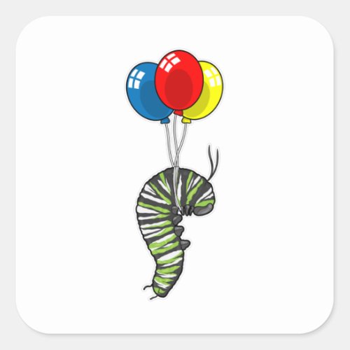 Caterpillar Balloon Square Sticker