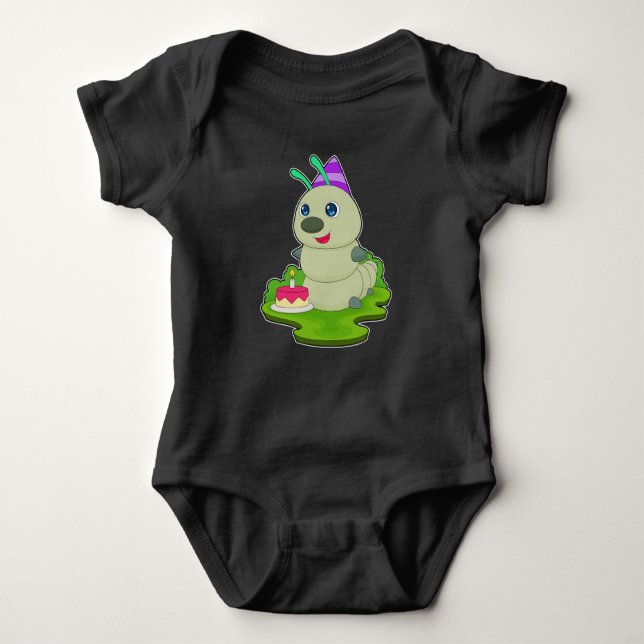 Caterpillar Birthday Party hat Baby Bodysuit (Front)