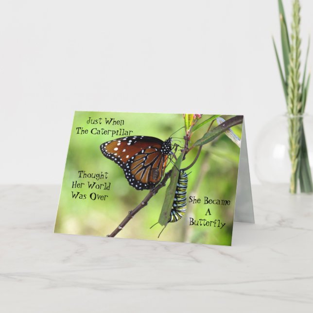 Caterpillar / Butterfly Quote Greeting Card (Front)