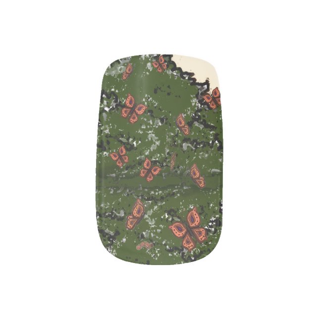 Caterpillar & Butterfly Spring Day Minx Nail Art (Left Thumb)