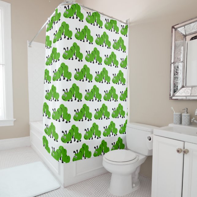 Caterpillar Design Shower Curtain (In Situ)