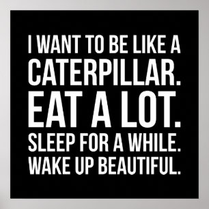 Caterpillar, Eat, Sleep, Beautiful - Funny Novelty Poster