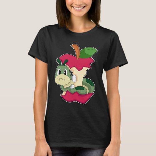 Caterpillar Eating Apple T_Shirt