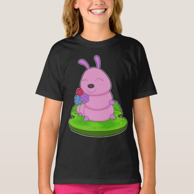 Caterpillar Flowers T-Shirt (Front)