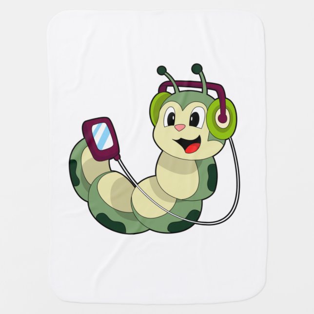 Caterpillar Headphone Music Baby Blanket (Front)